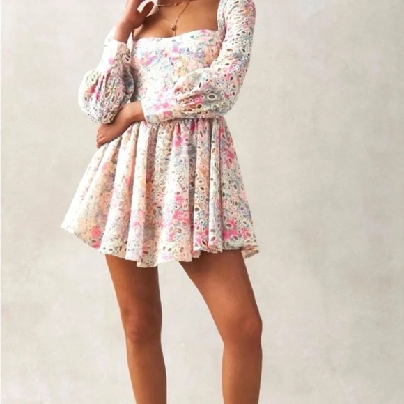Bardot 'Lila' Eyelet Flounce Mini Dress in Pastel Floral (NWT) - Picture 5 of 5
